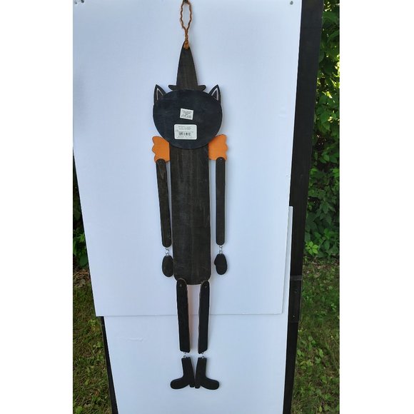 Johanna Parker Halloween Wood Hanging Black Cat - Picture 3 of 3